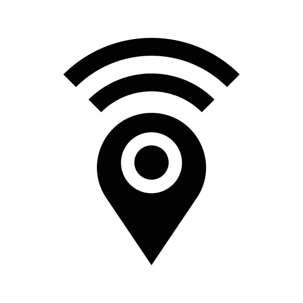 Map pin and wifi silhouette icon. vector