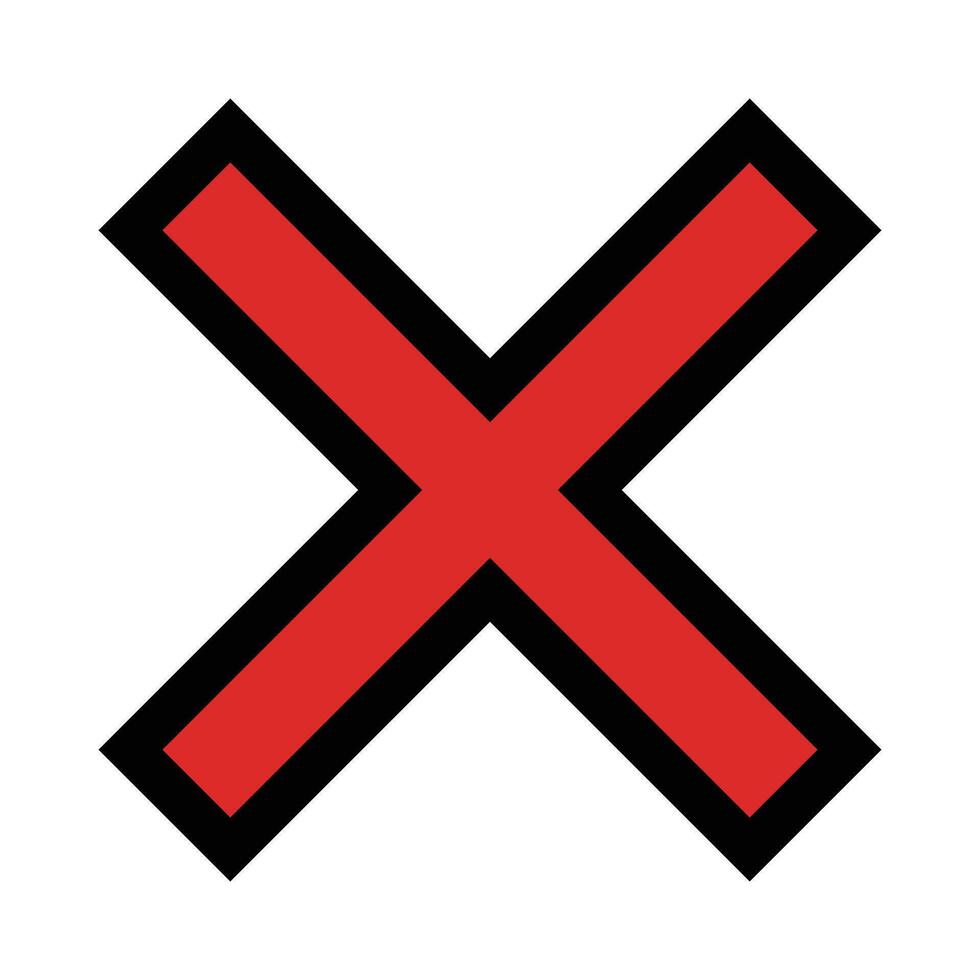 Wrong mark icon in red. vector