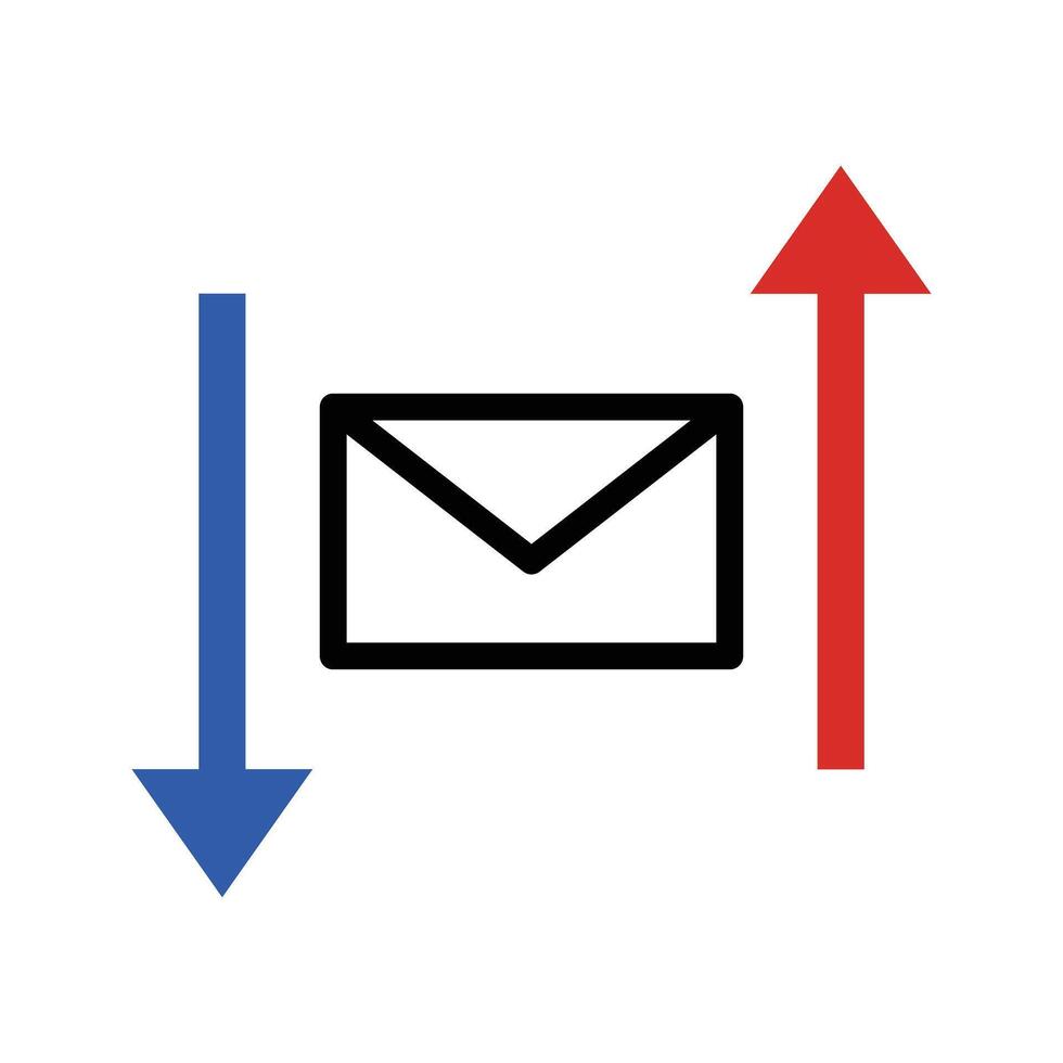 Mail icon and upload and download arrow icons. vector