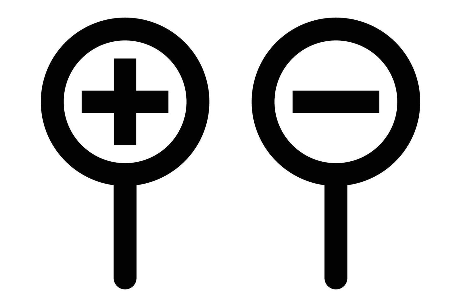 Zoom in and zoom out magnifying glass icon. vector