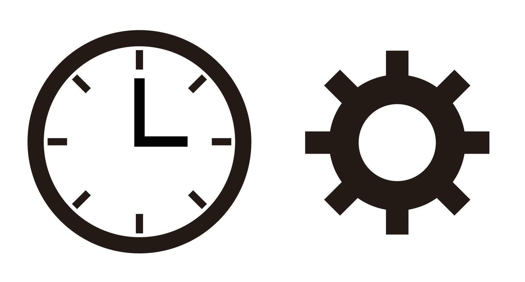 A set of clock and gear icons. vector