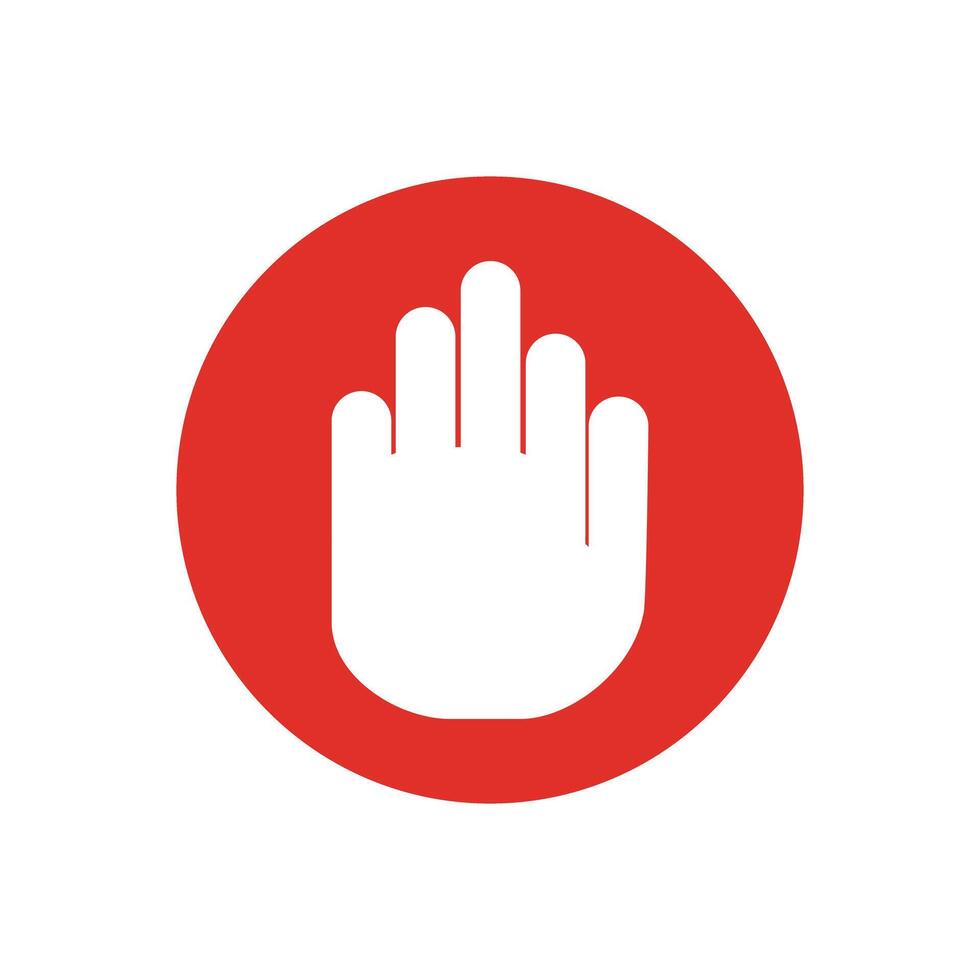 Hand of stop sign icon. vector