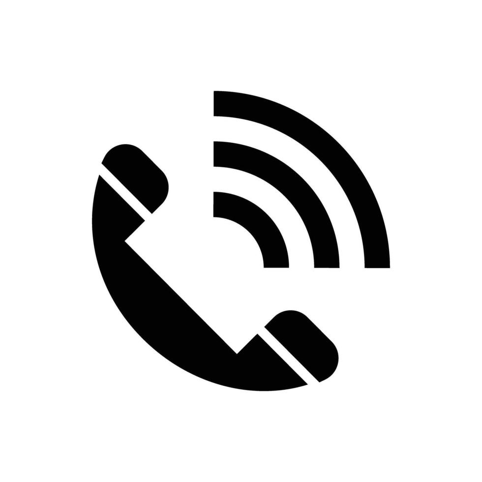 Phone icon during a call. Silhouette of a black handset. vector