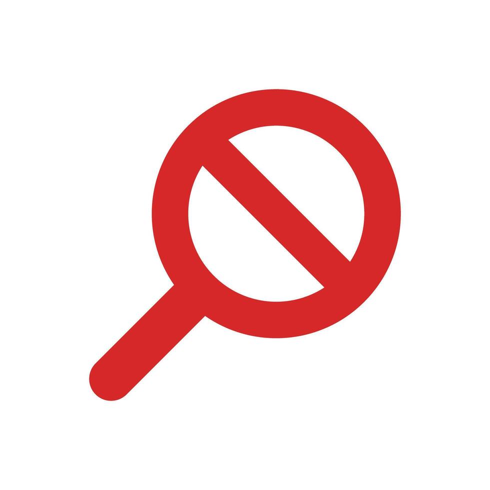 Search prohibited. Magnifying glass and prohibition mark. vector