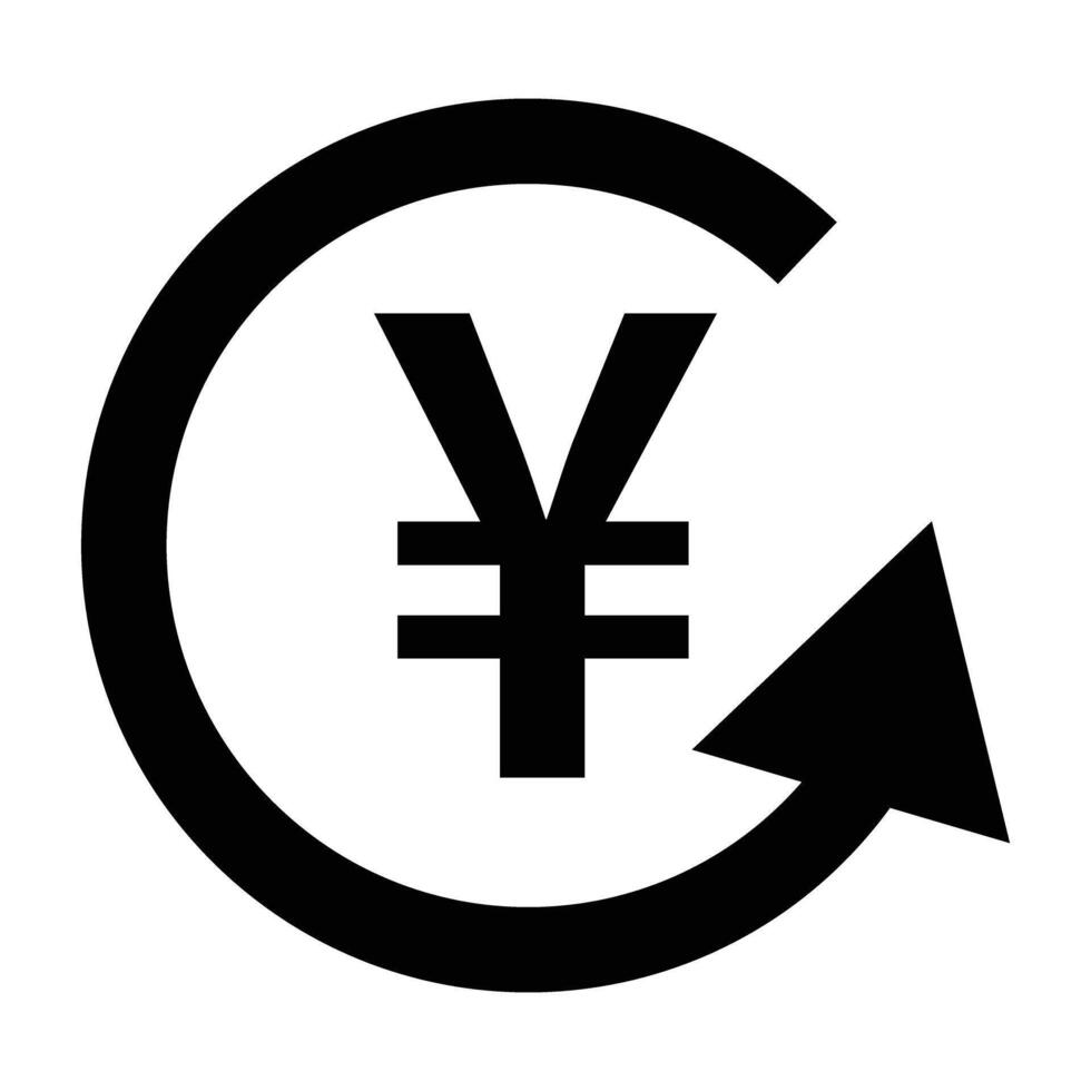 Yen symbol and rotating arrow. vector