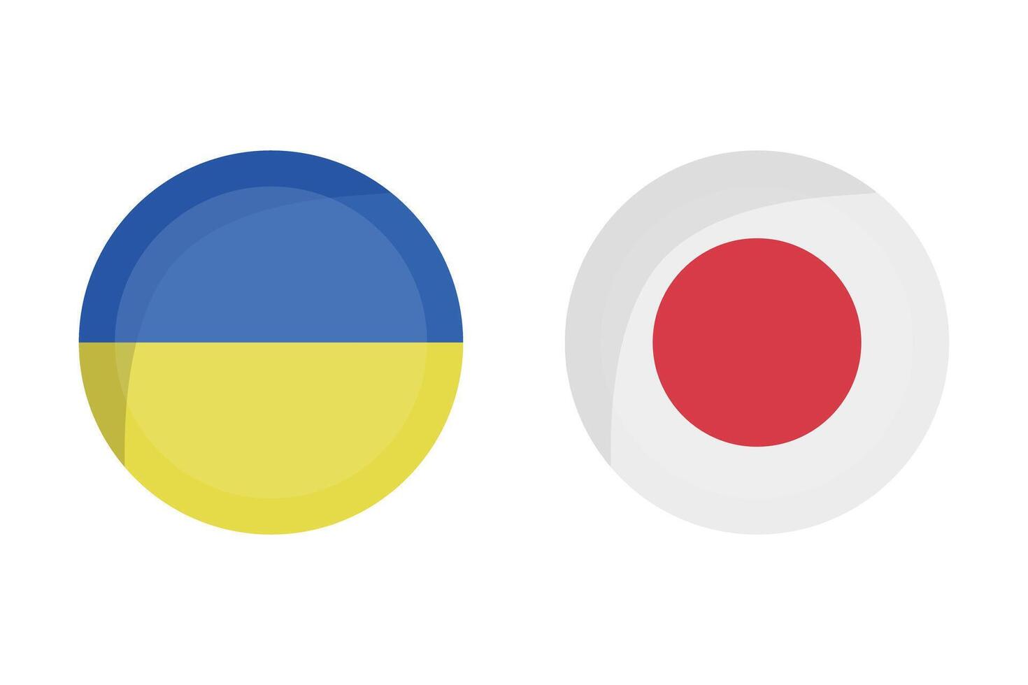 Icon set of Ukrainian and Japanese flags. vector