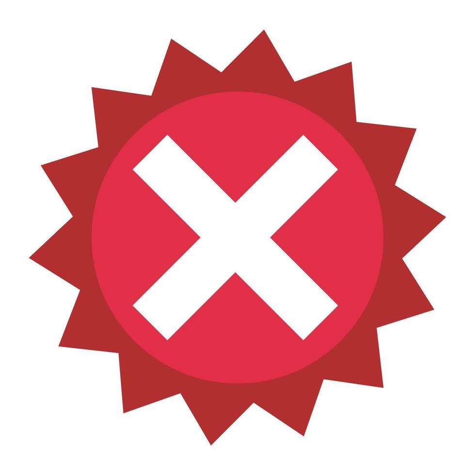 Cross-marked badge icon. Problems and negations. Vectors. vector