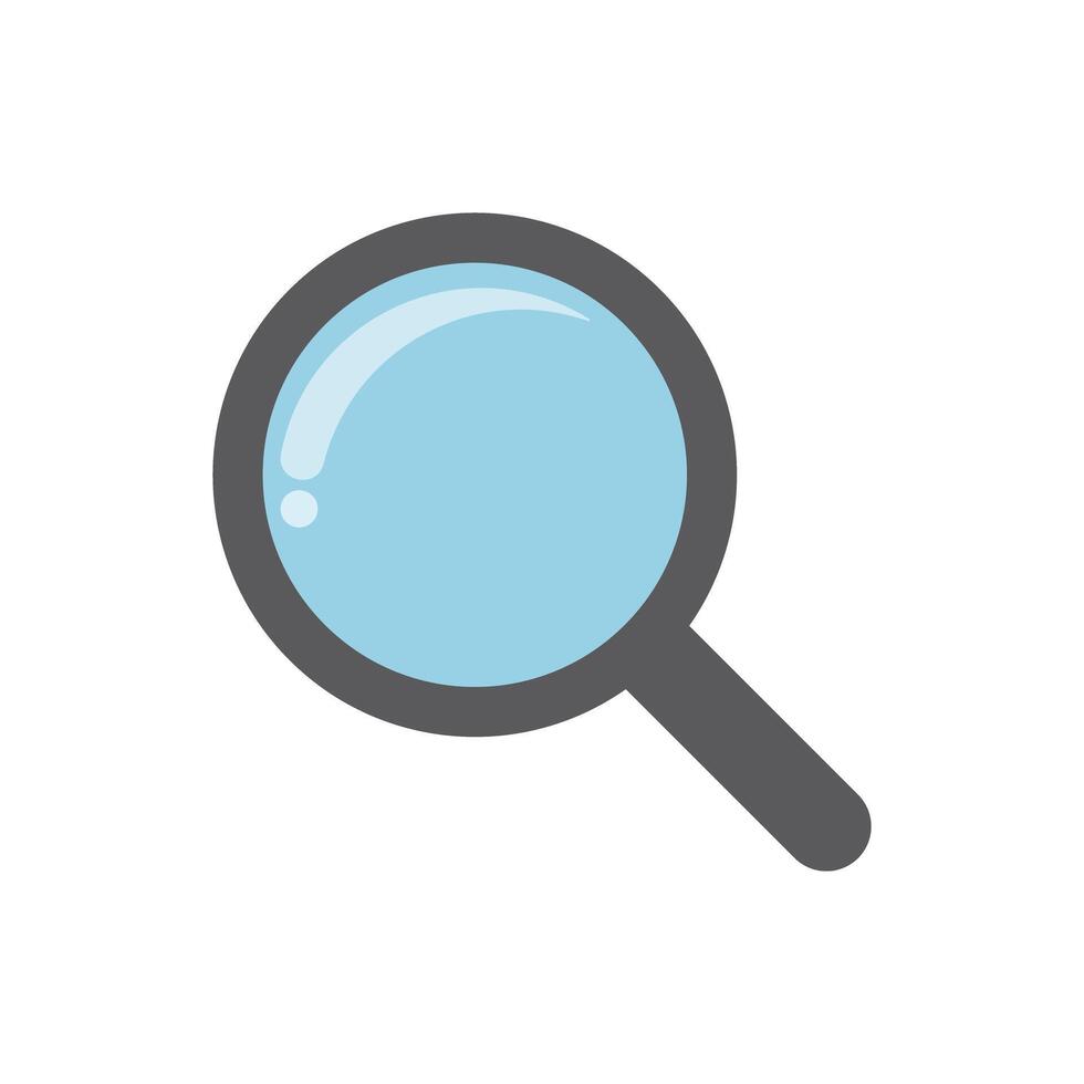 Magnifying glass icon with reflection. vector