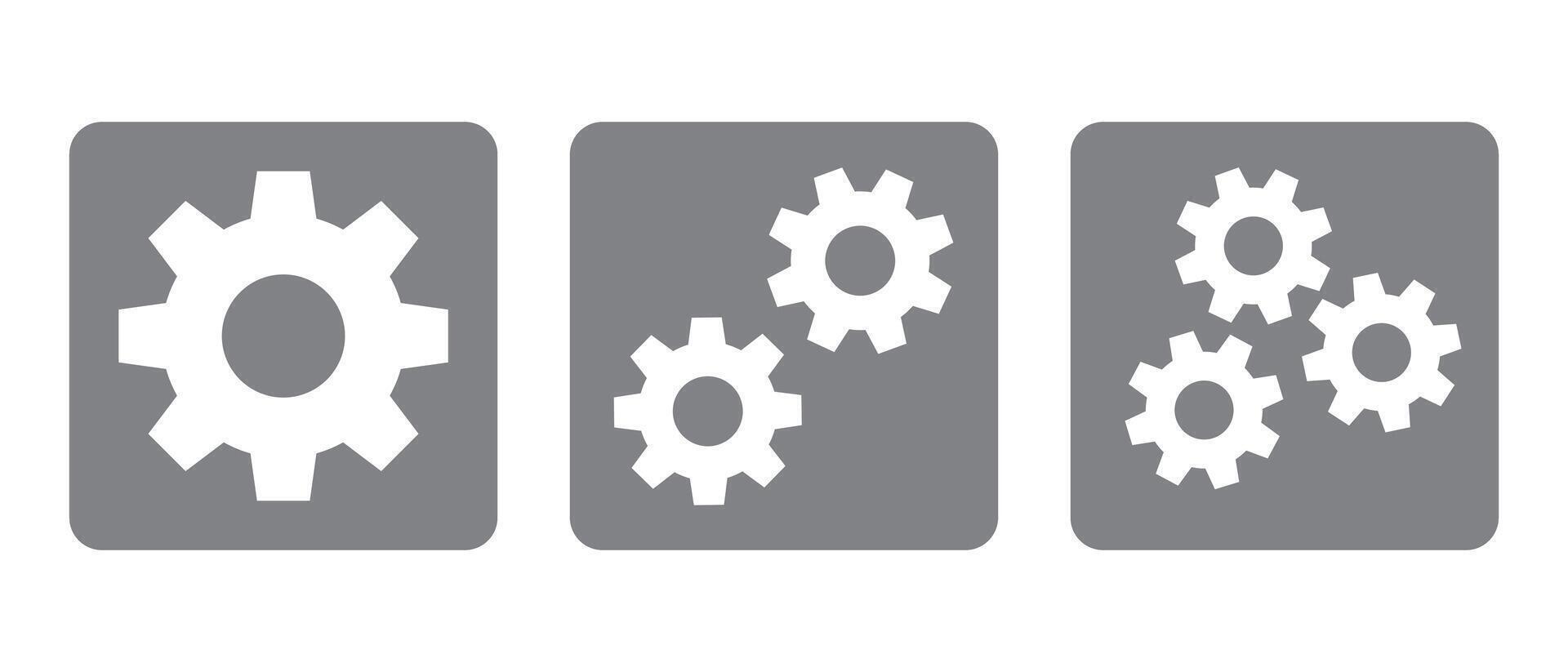 Set of gear icons. Customization, settings. vector