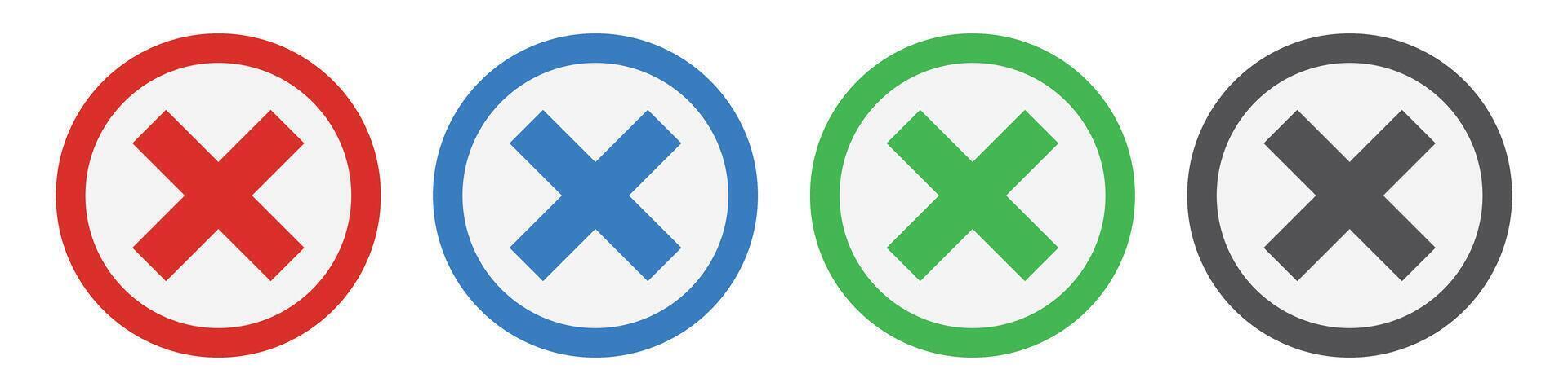 Cross mark icon set. Deletion and prohibition. vector
