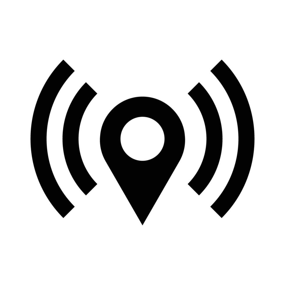 Map pins and radio silhouette. vector