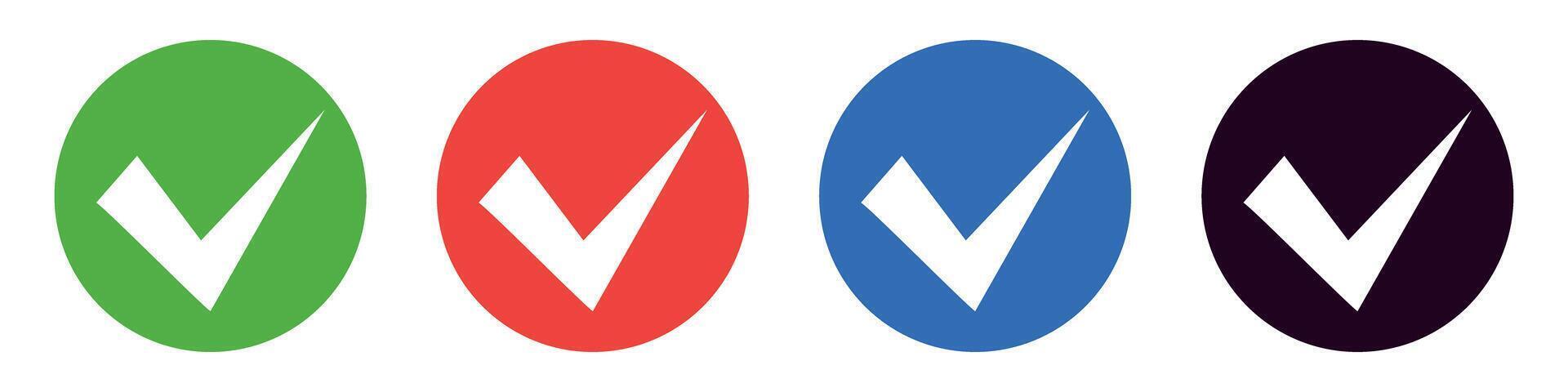 A set of round check mark icons. vector