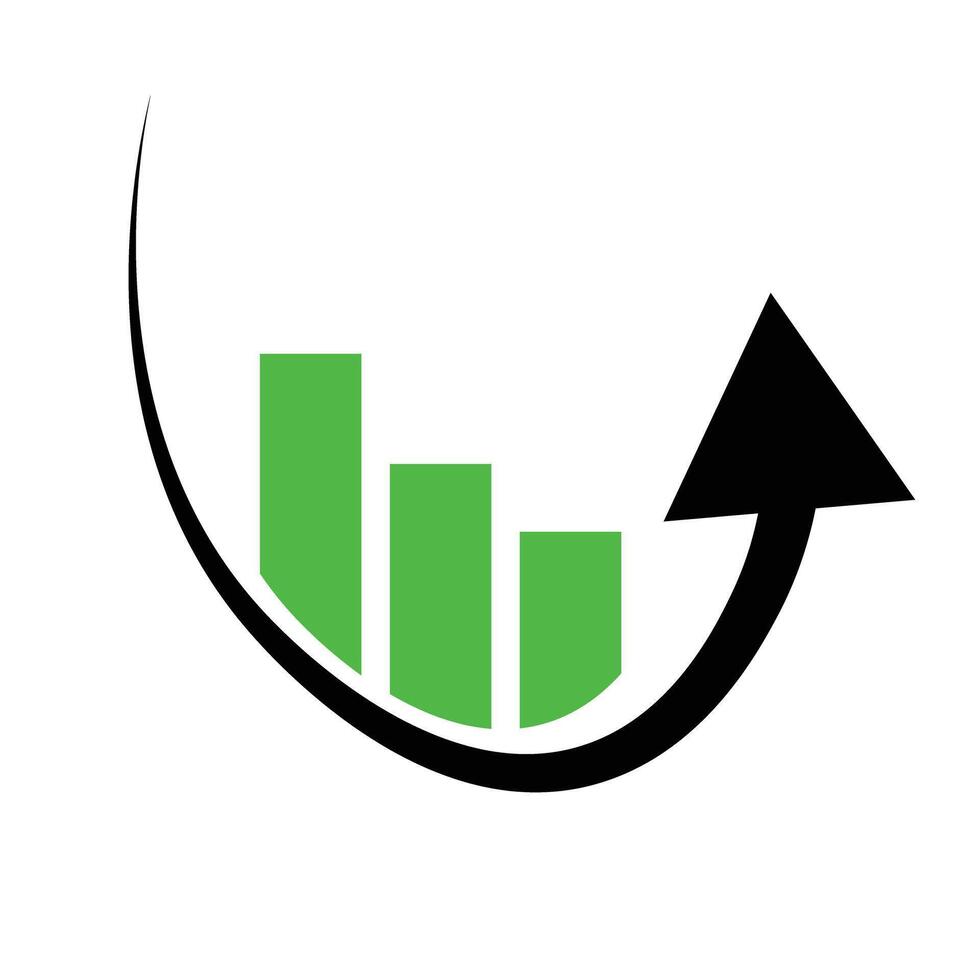 Green bar graph and repulsive arrow icon. vector