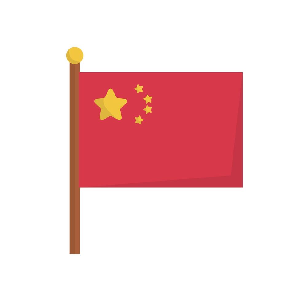 Chinese flag and pole. vector