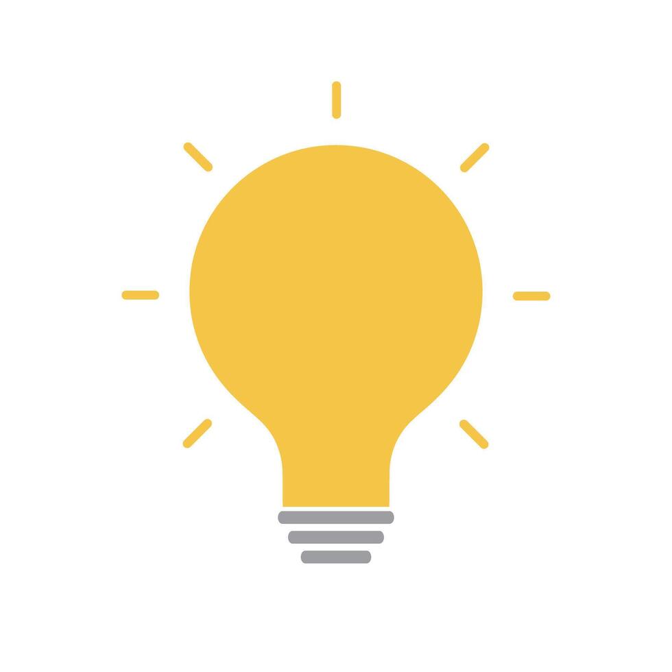 A light bulb icon that is lit. Idea and tip. vector