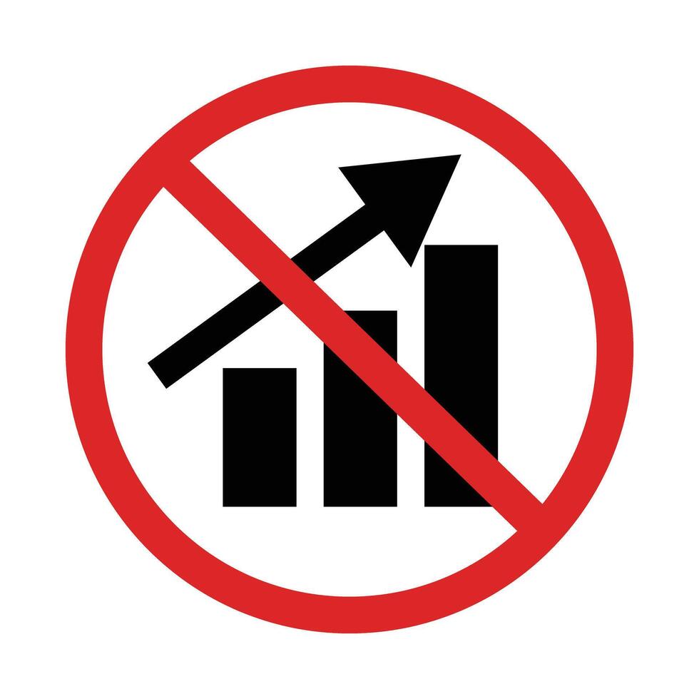 Bar chart and forbidden sign. vector