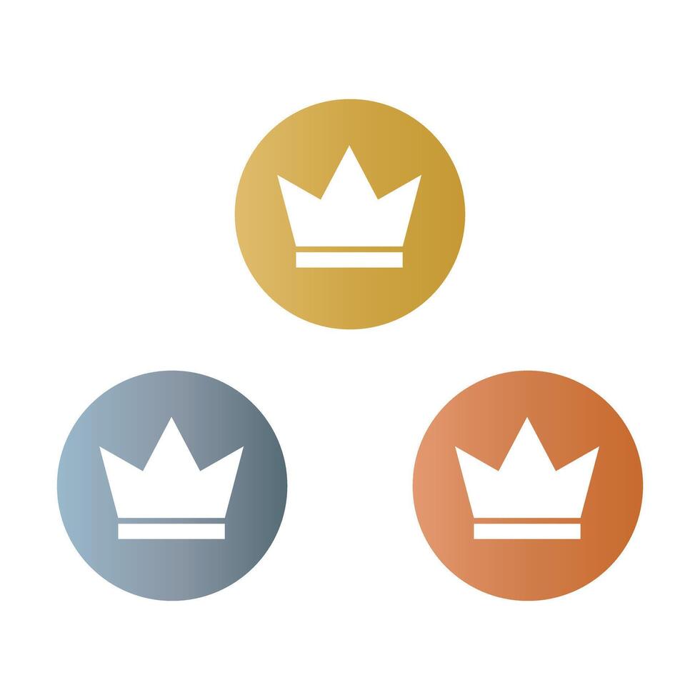 A set of gold, silver, and bronze crown icons. Ranking and sports competition. vector