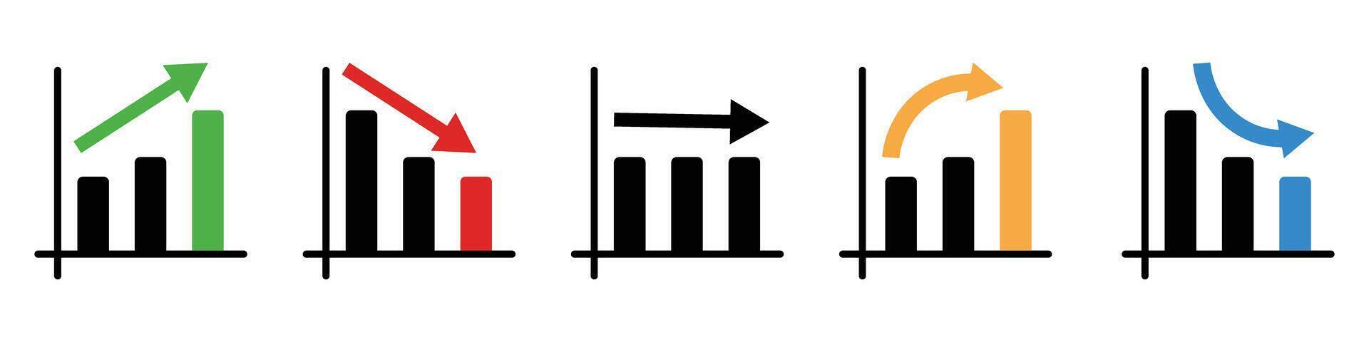 Set of bar chart icons in various styles. vector