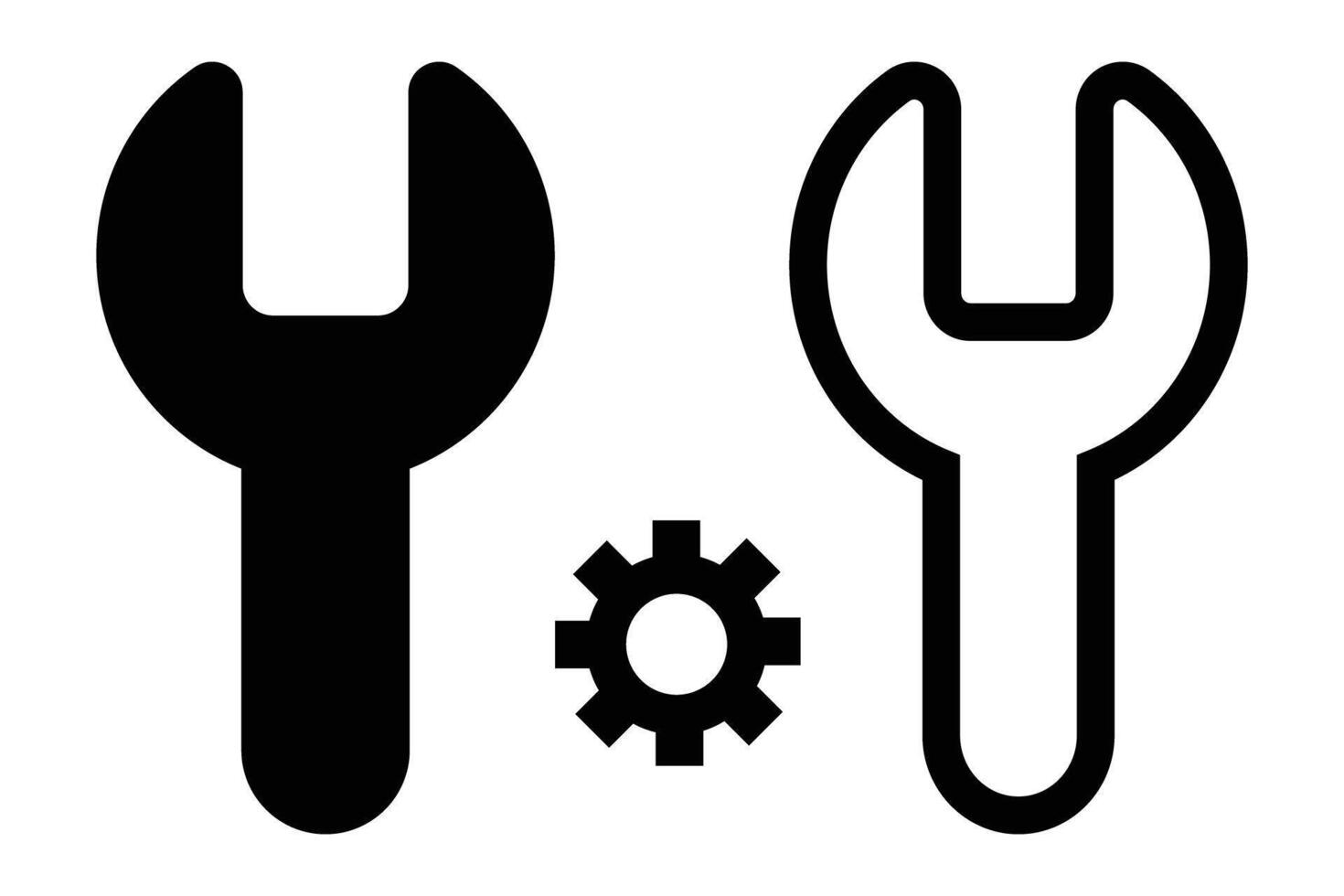 Wrench and gear icon set. vector