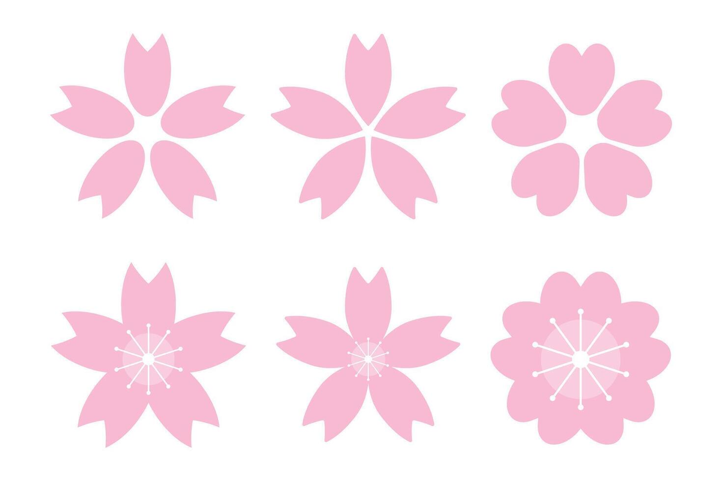 Cherry blossom icon set. Petals of spring season. . vector