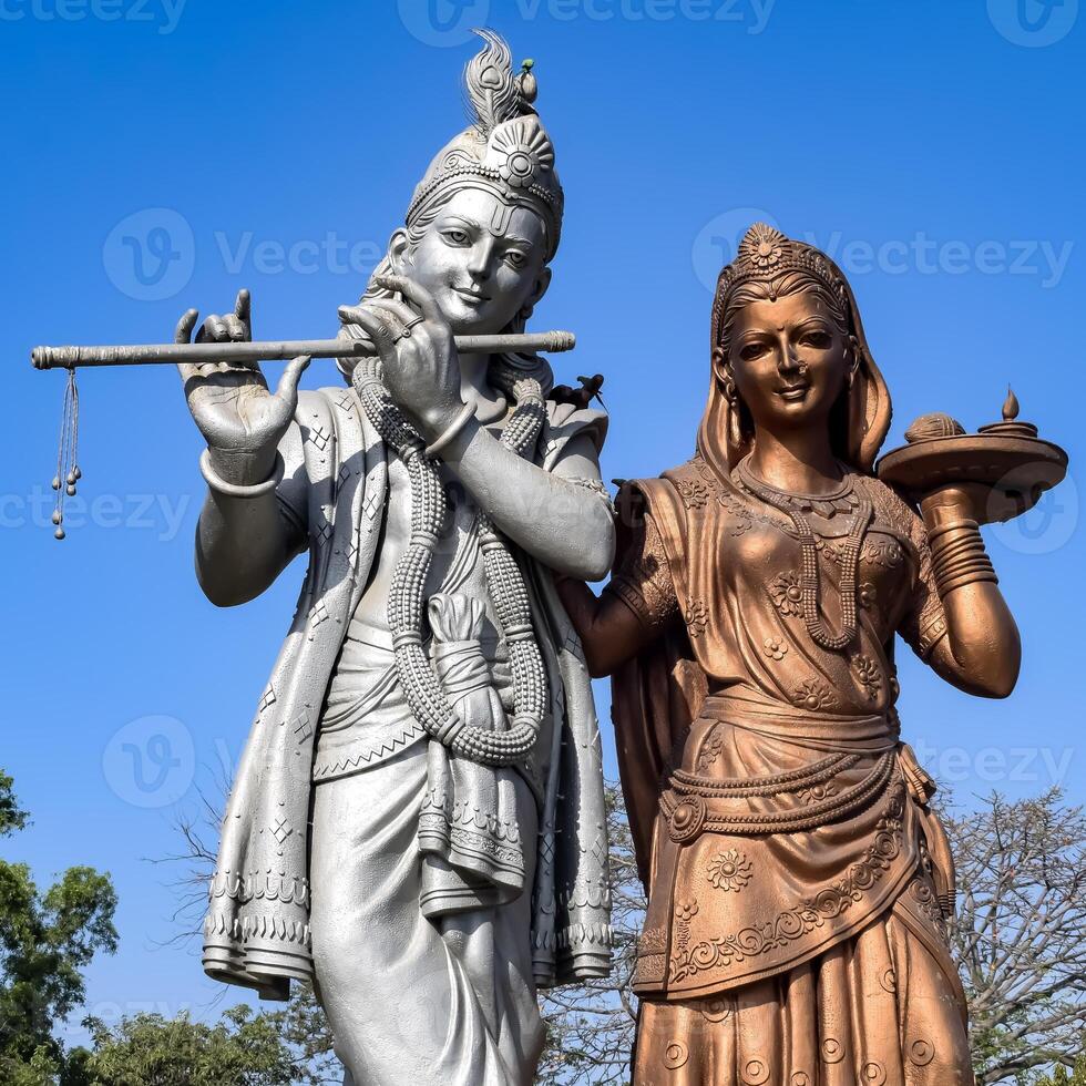 Big statue of Lord Radha Krishna near Delhi International airport, Delhi, India, Lord Krishna and Radha big statue touching sky at main highway Mahipalpur, Delhi photo