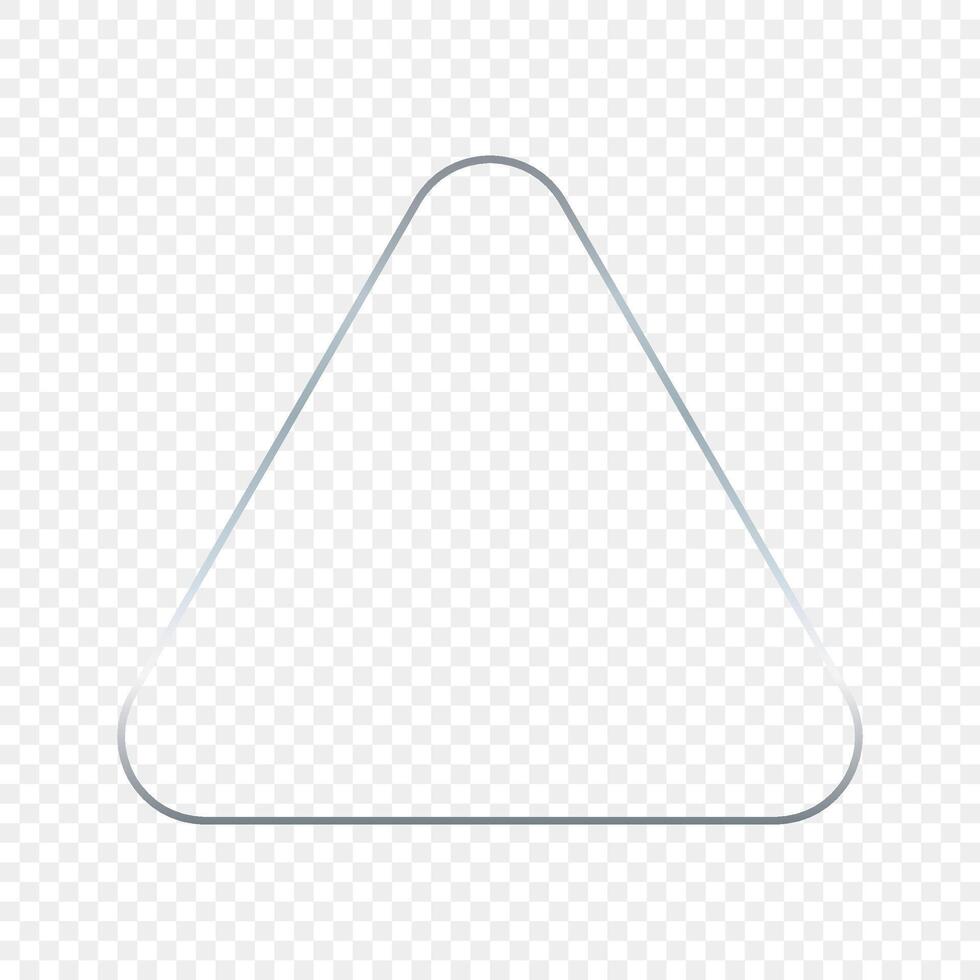 Silver glowing rounded triangle frame vector