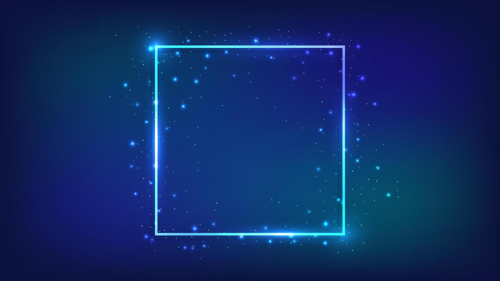 Neon square frame with shining effects vector