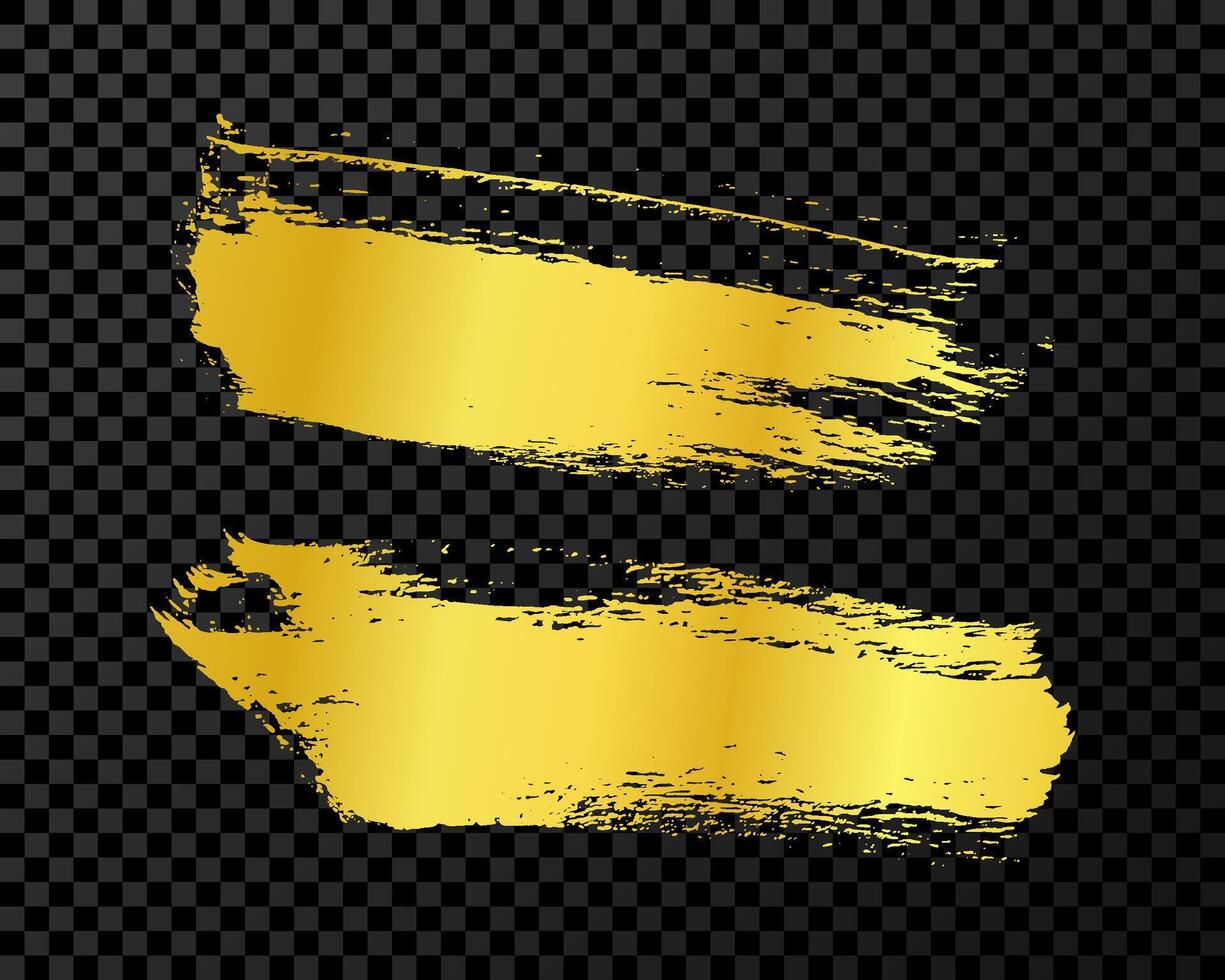 Set of gold hand drawn brush strokes vector