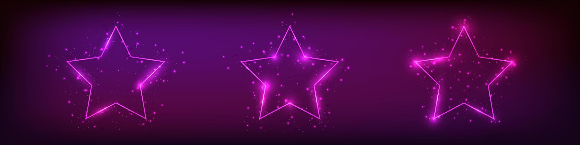 Set of neon frames with shining effects vector