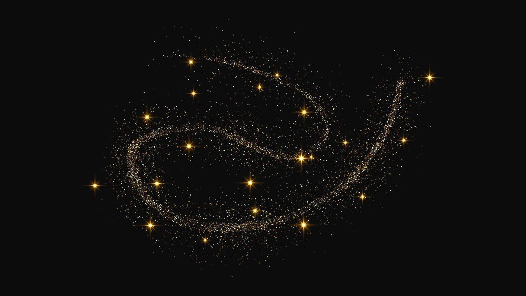 Gold glittering confetti wave and stardust vector