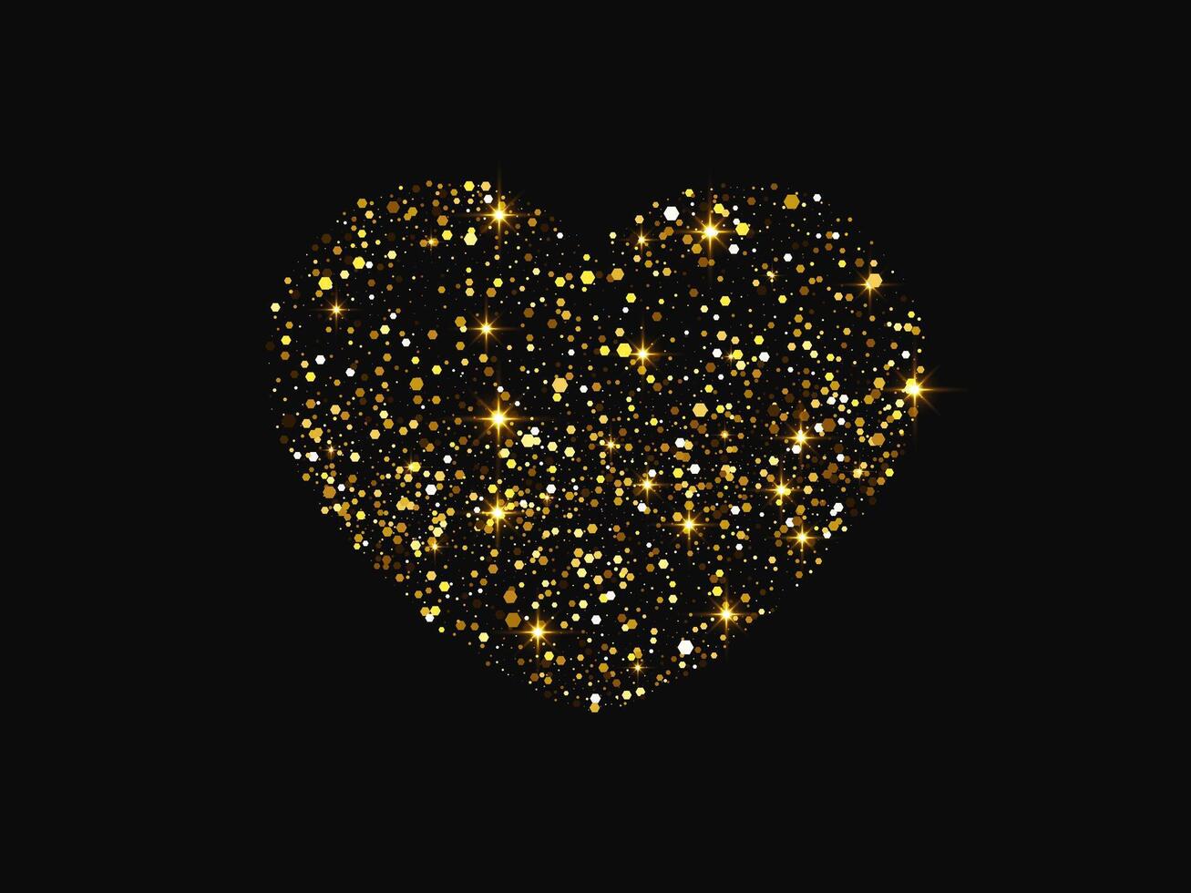Gold glitter heart on dark background vector