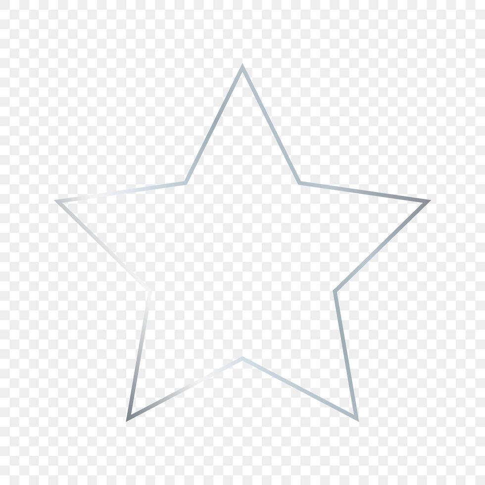 Silver glowing star shape frame vector