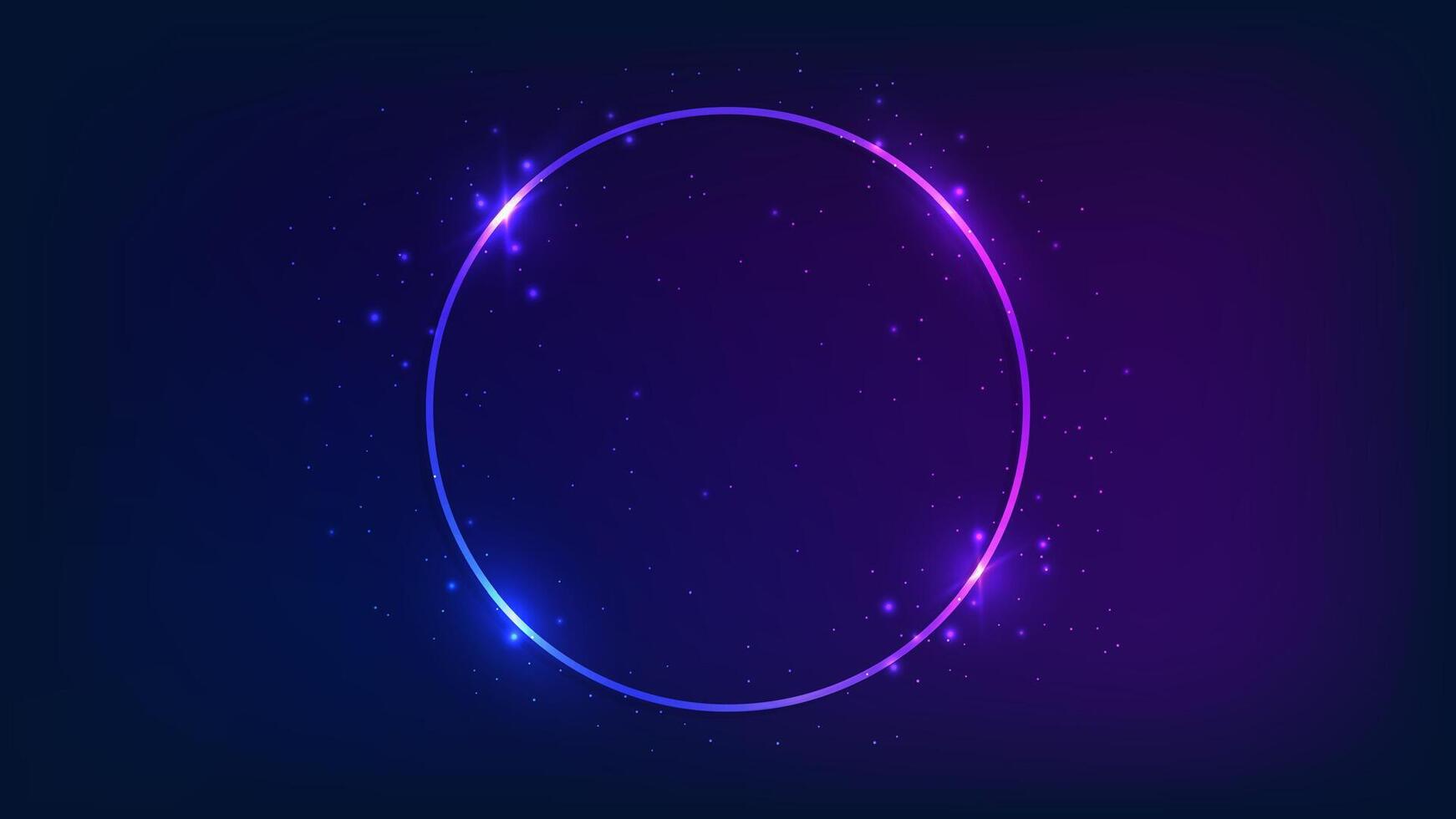 Neon round frame with shining effects vector