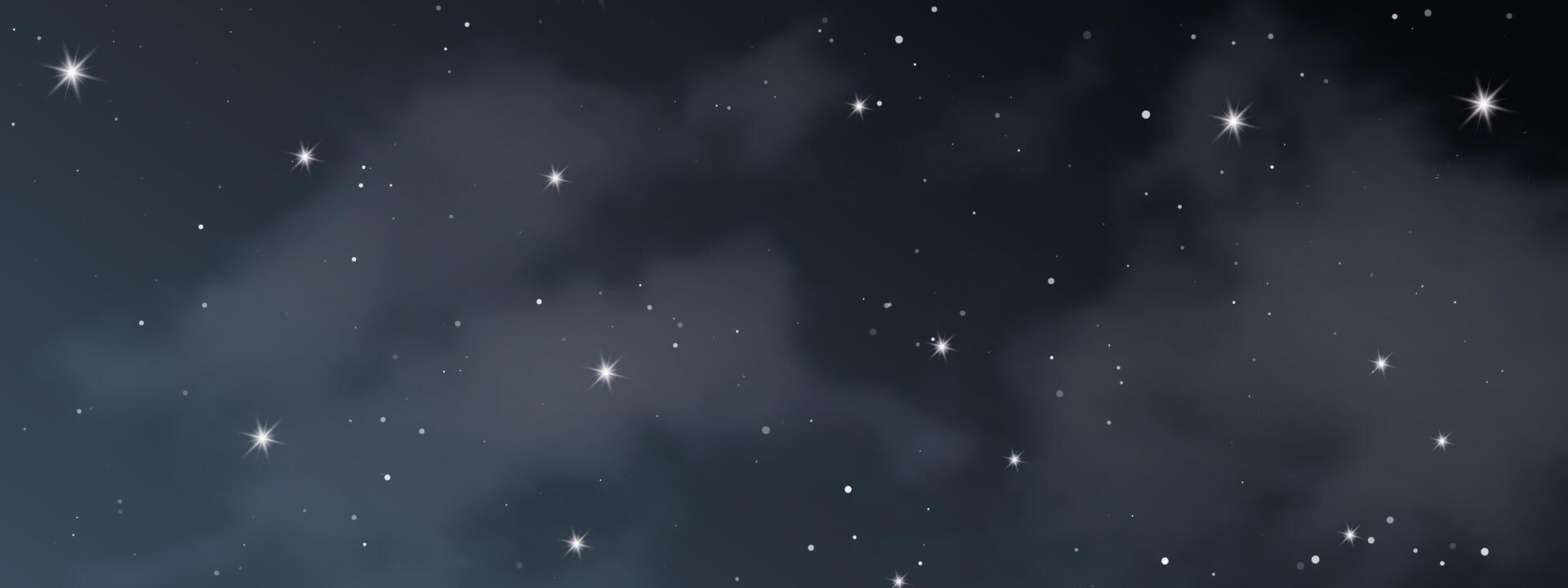 Night sky with clouds and many stars vector