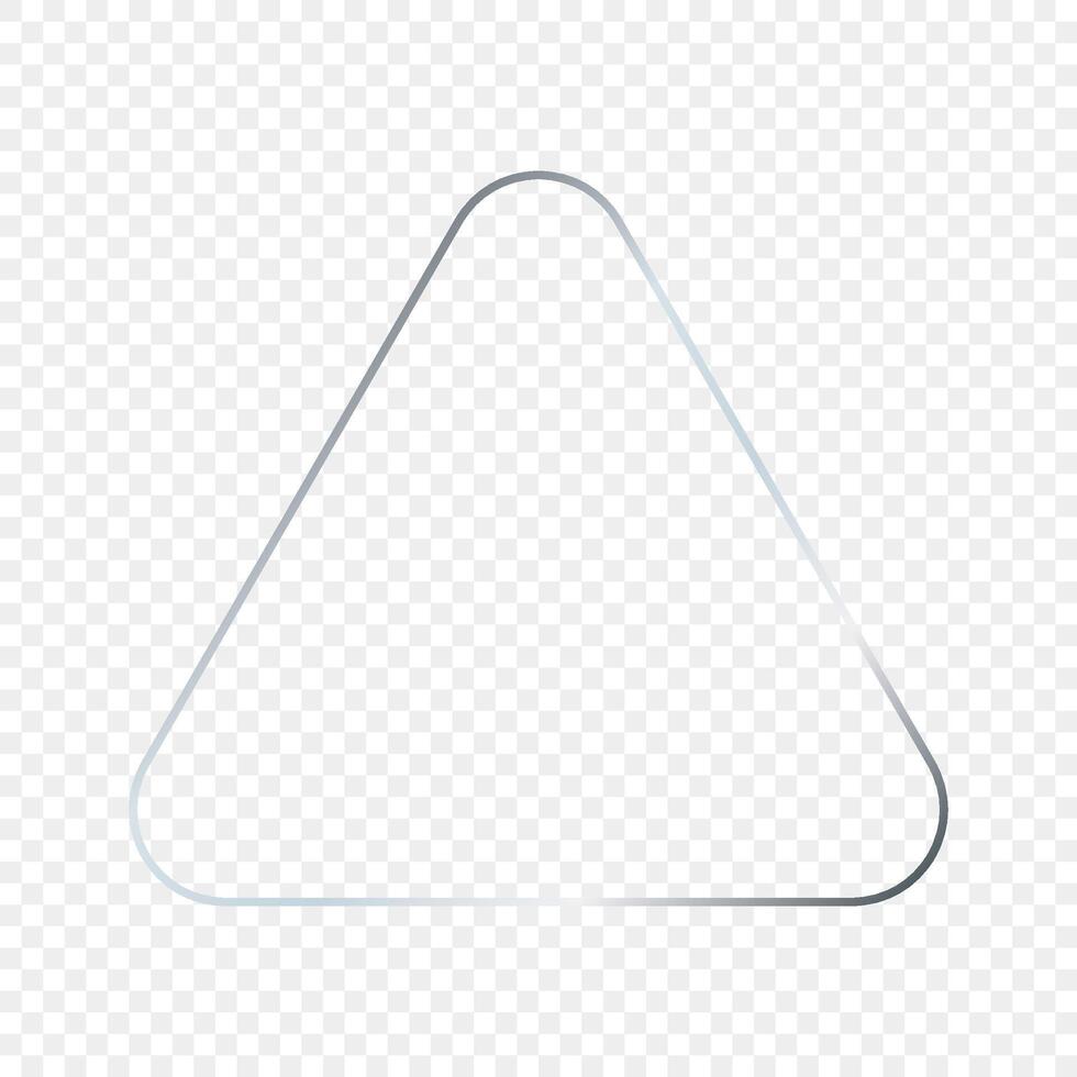 Silver glowing rounded triangle frame vector