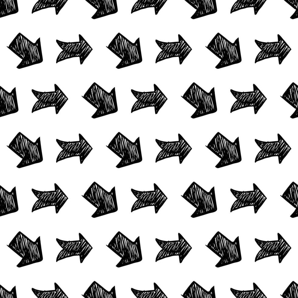 Seamless pattern with black hand drawn arrows vector