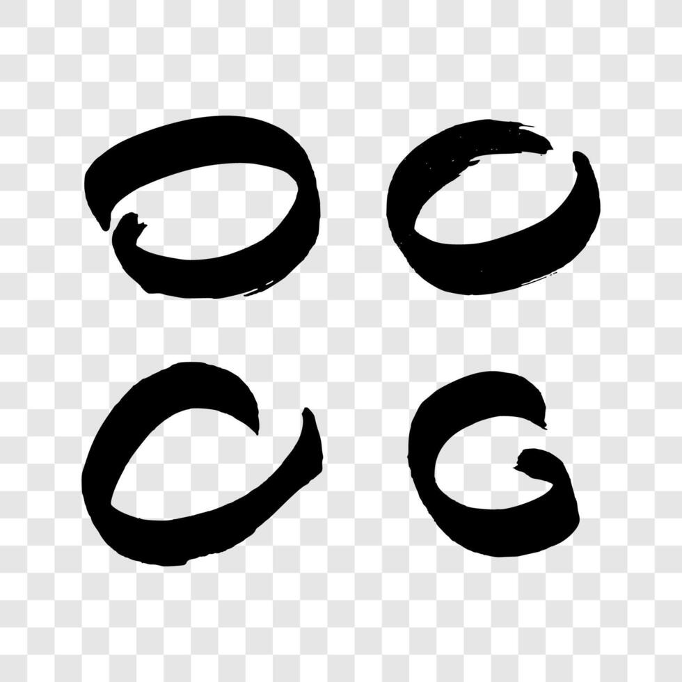 Black grunge brush strokes in circle form vector