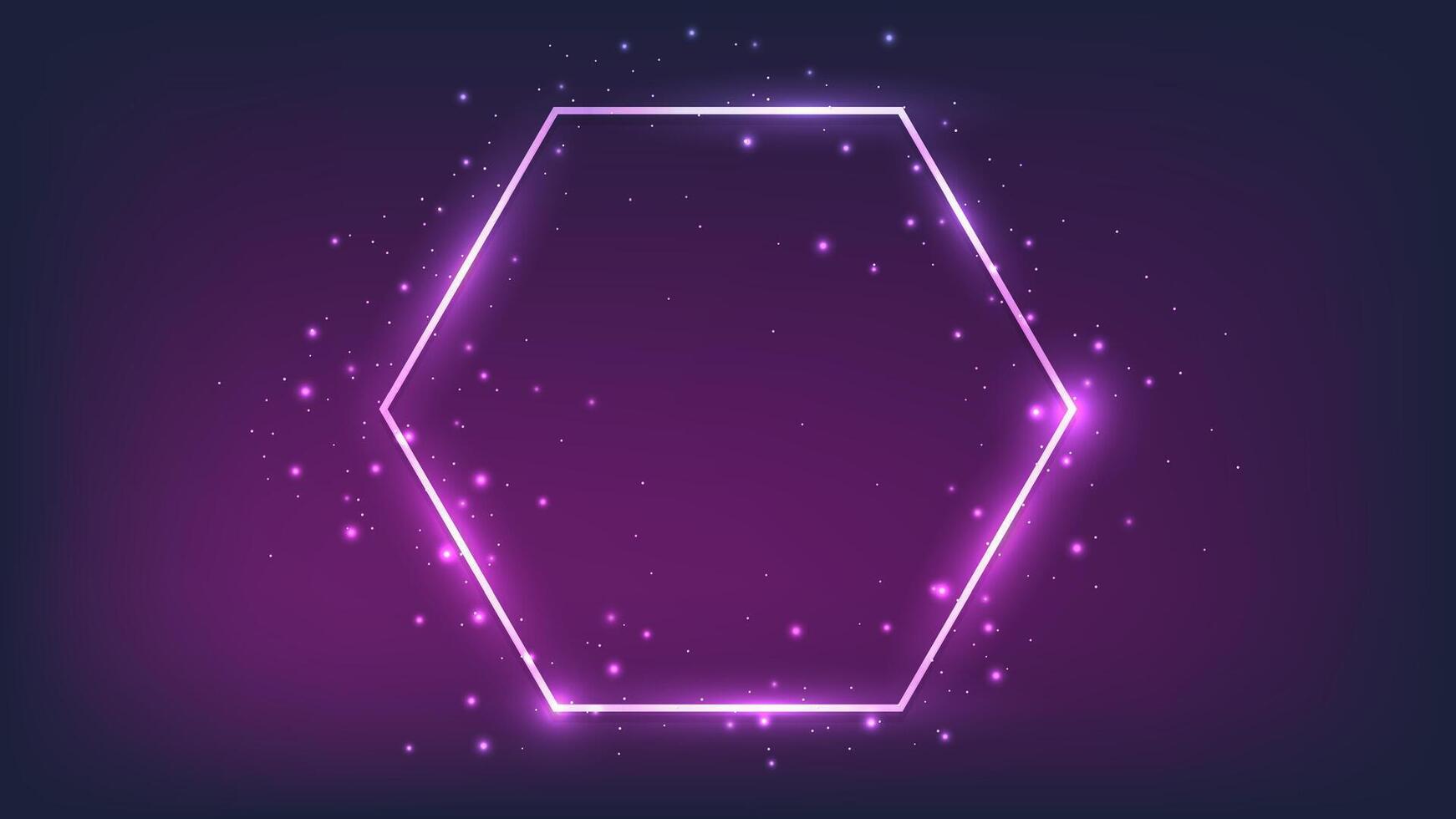 Neon hexagon frame with shining effects vector