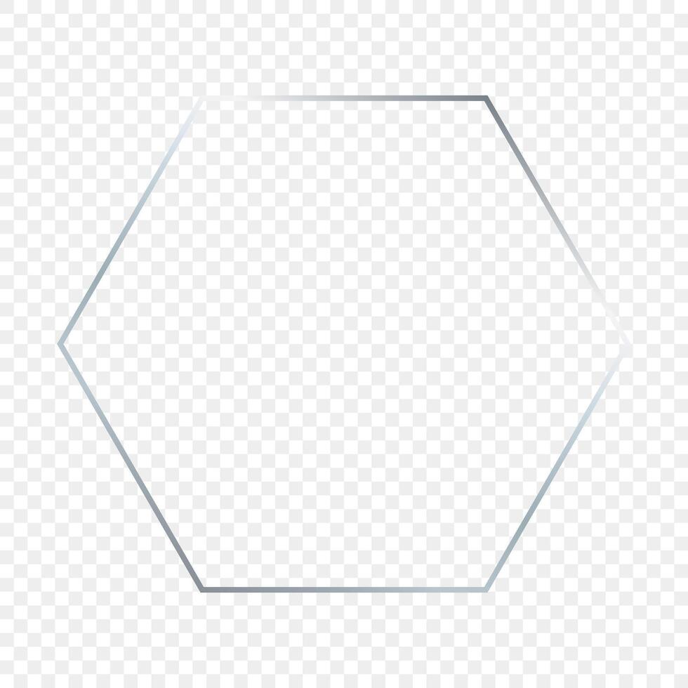 Silver glowing hexagon frame vector