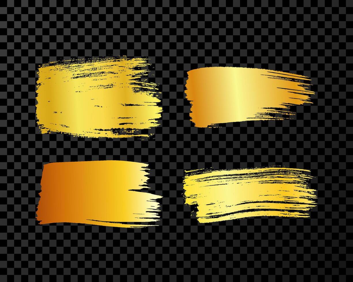 Set of gold hand drawn brush strokes vector
