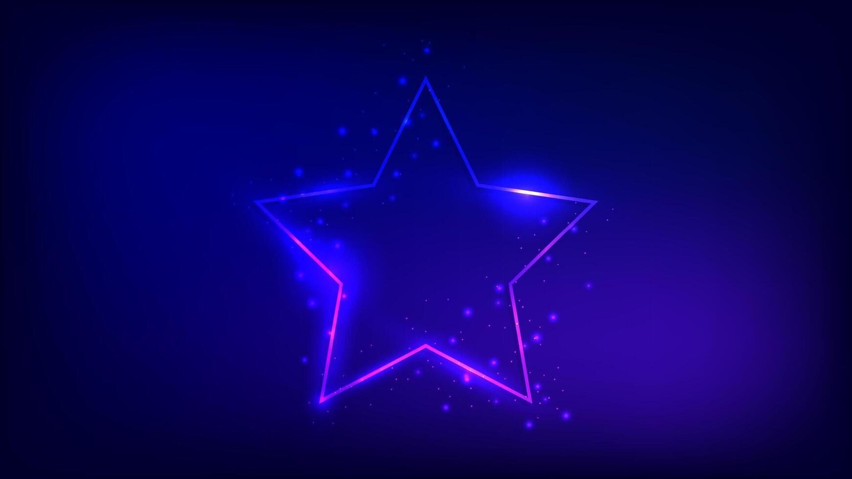 Neon frame in star form with shining effects vector