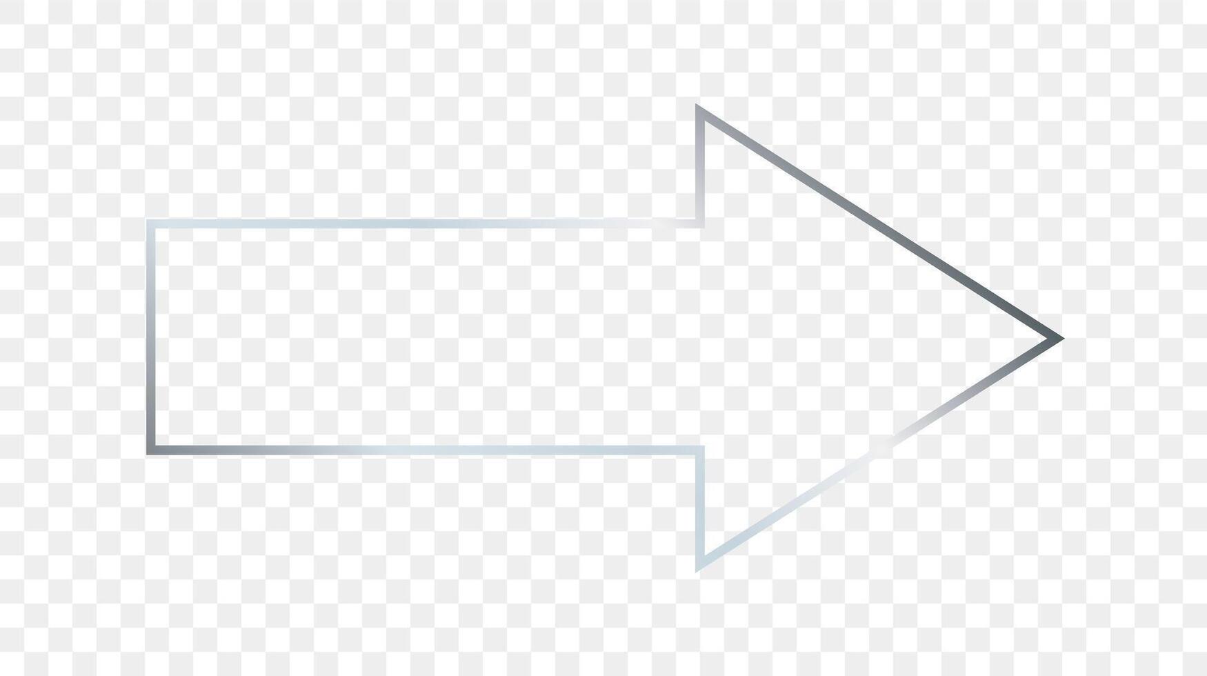 Silver glowing arrow shape frame vector