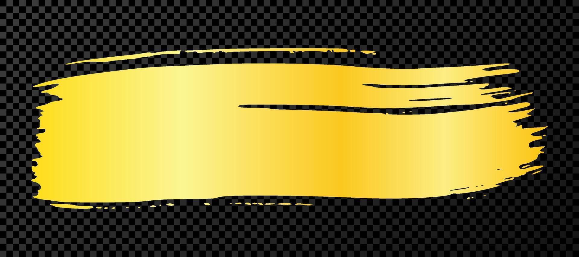 Gold brush stroke. Hand drawn ink spots isolated on dark background. illustration vector