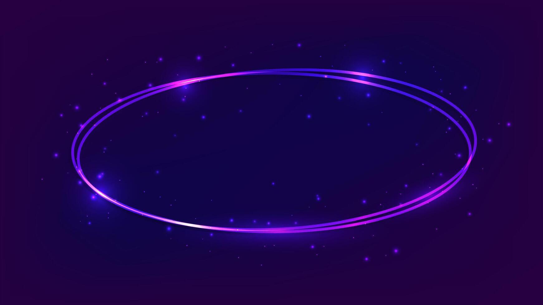 Neon oval frame with shining effects vector