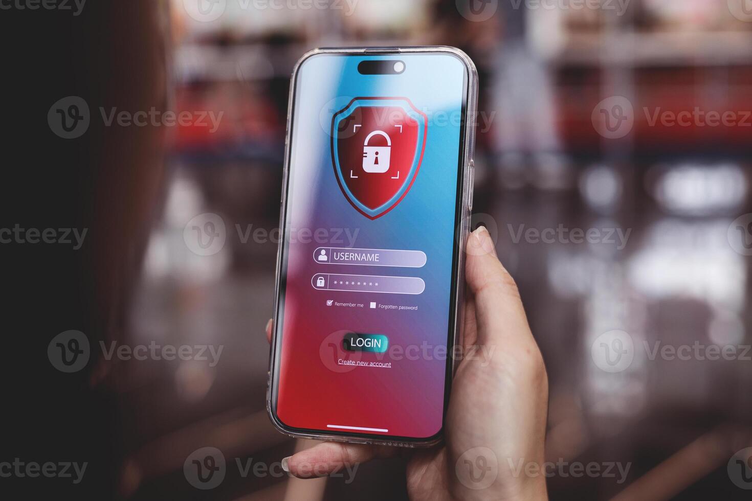 Smartphone security system. concept of technology protecting access to personal data and online financial transactions. with secure identification and password photo