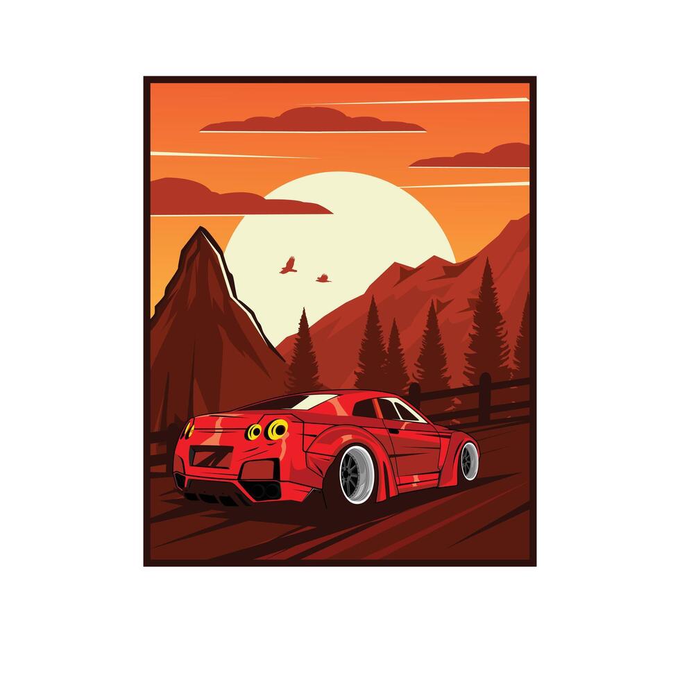 speed car on the mountain way vector