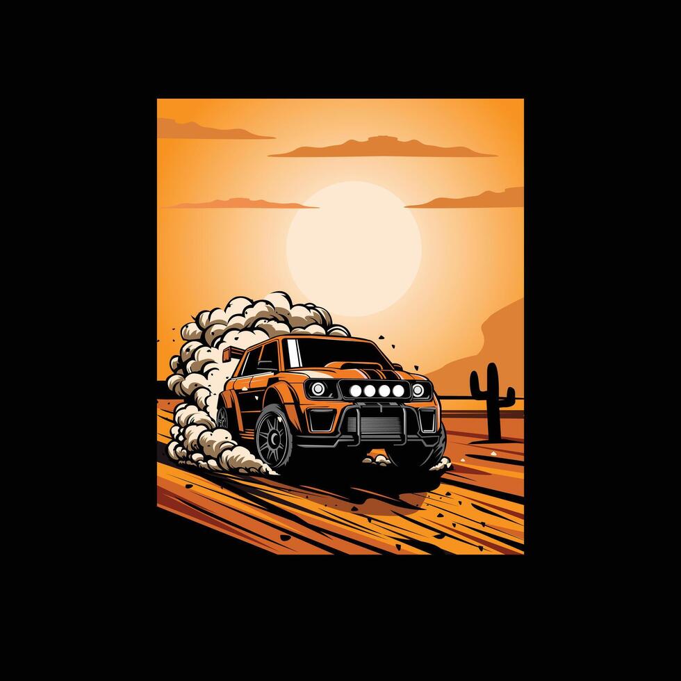 smokey adventure on desert vector