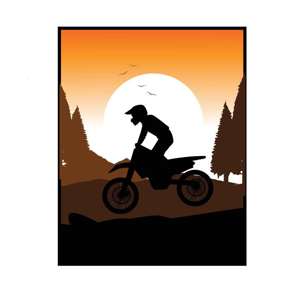 motor cross silhouette on track vector
