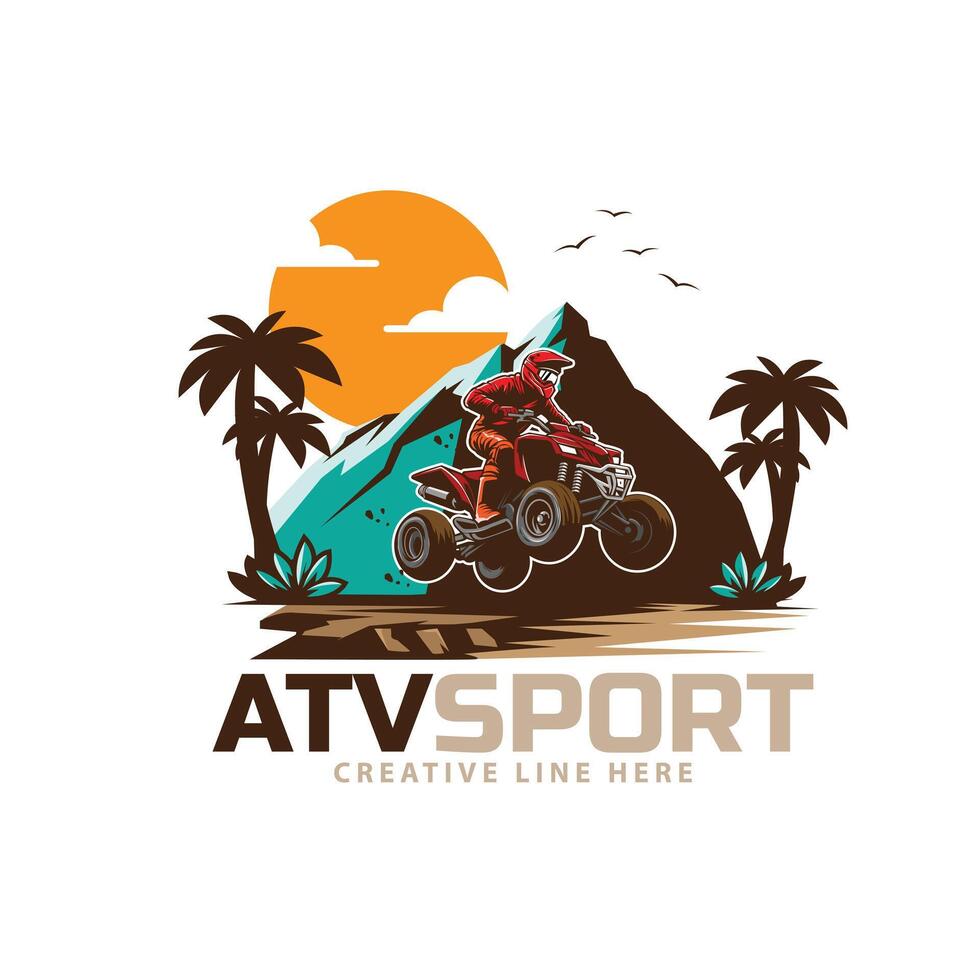 atv sport jump on the mud vector