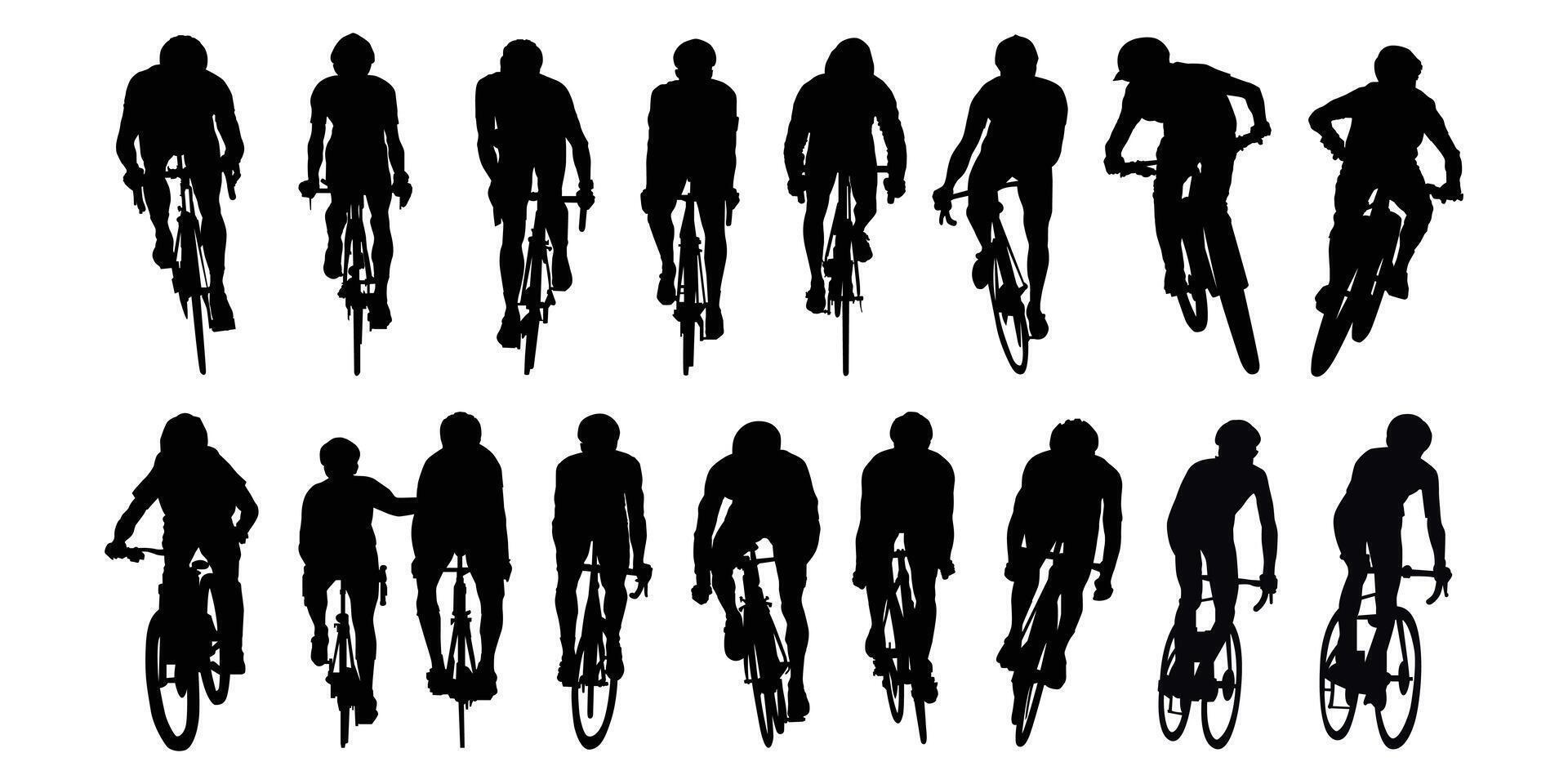 Silhouette action biker illustration. Action bicycle isolated on white background. vector